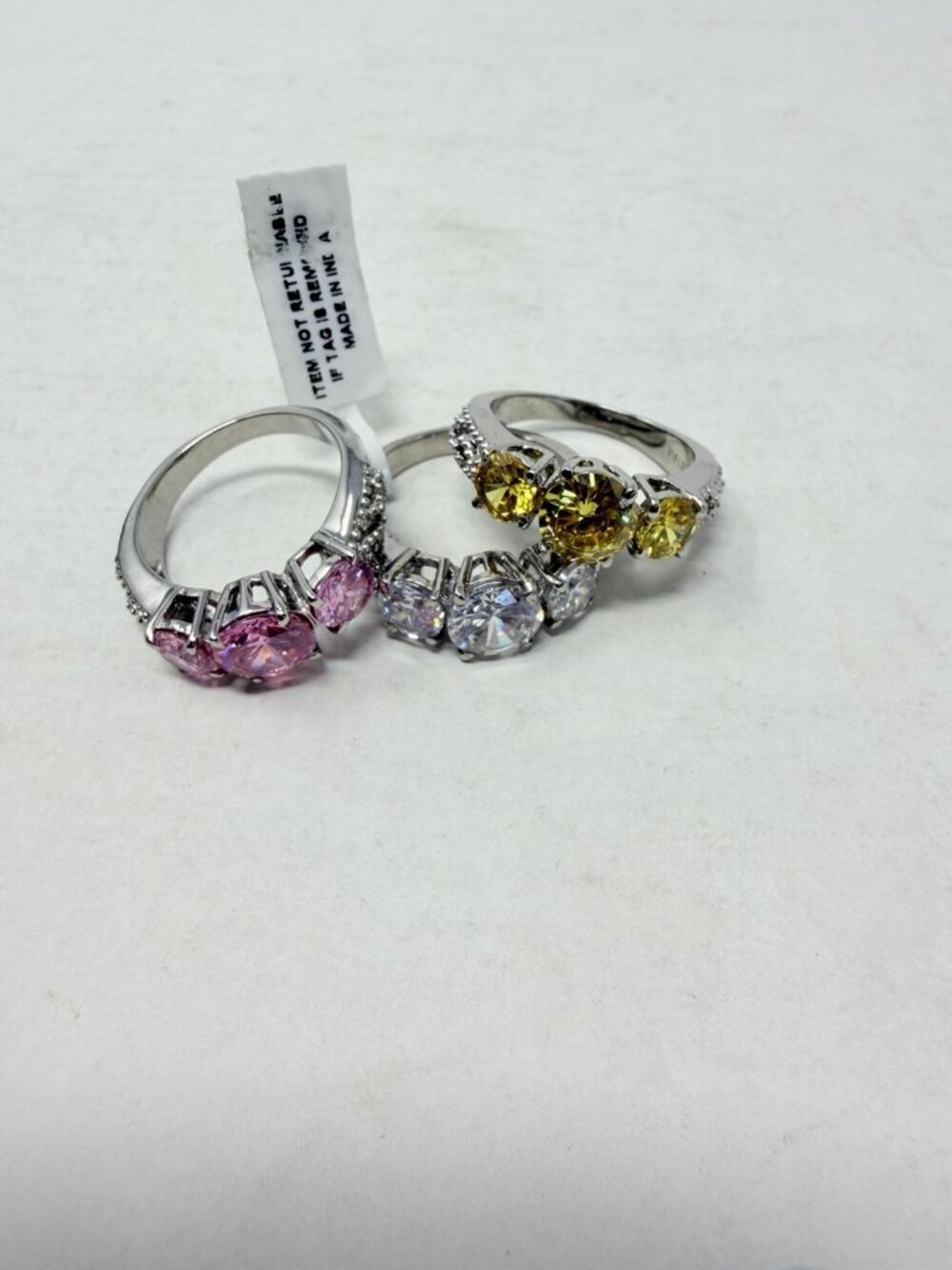 Shop LC Set of 3 Simulated Multi Gemstone Stainless Steel Size 9 Rings 5035‎